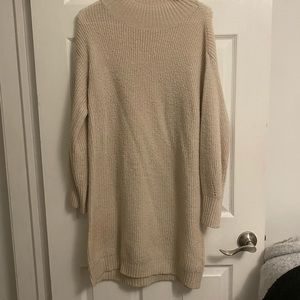 Long beige sweater dress
